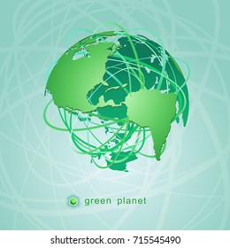 Green Planet. Global concern for ecology. Modern vector design.