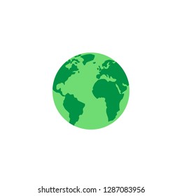 Green planet, globe with continents and oceans. Planet Earth green ecology concept vector icon.