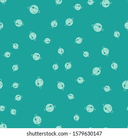 Green Planet icon isolated seamless pattern on green background.  Vector Illustration