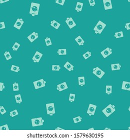 Green Planet icon isolated seamless pattern on green background.  Vector Illustration