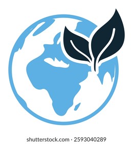 Green planet icon vector symbolizing sustainability, eco-friendliness, and environmental protection. Perfect for ecology, conservation, and green energy projects.
