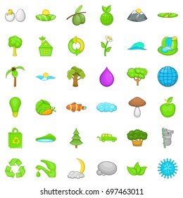 Green planet icons set. Cartoon style of 36 green planet vector icons for web isolated on white background