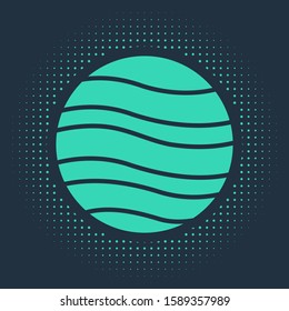 Green Planet Jupiter icon isolated on blue background. Abstract circle random dots. Vector Illustration
