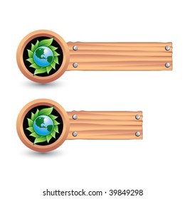green planet on wooden boards