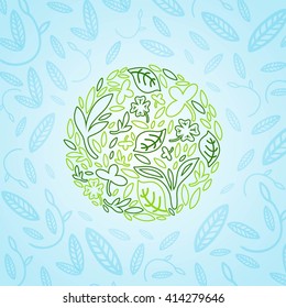 green planet from plant elements and motifs