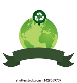 green planet recycle eco friendly environment vector illustration