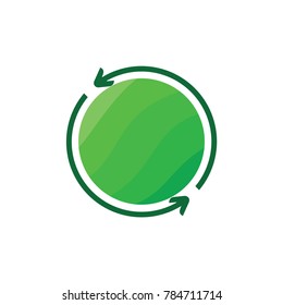 green planet with recycle symbol vector 
