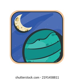 green planet space outer sticker icon