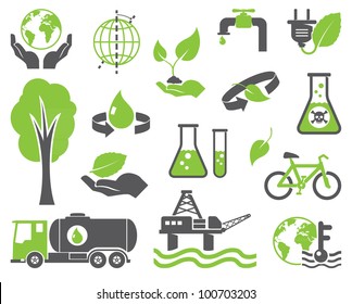 Green planet symbols, ecology concept