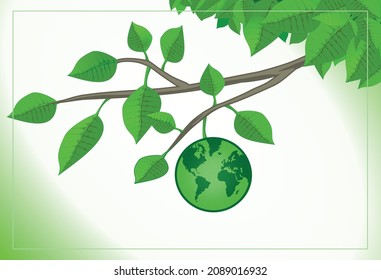 Green planet tree leaves nature illustration