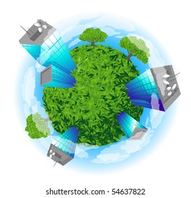 Green planet. Vector.