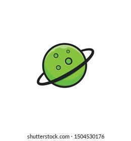 green planet vector cartoon illustration logo icon banner poster t shirt design