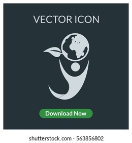 Green planet vector icon