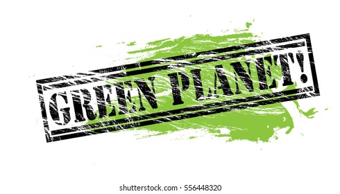 green planet vector stamp on white background