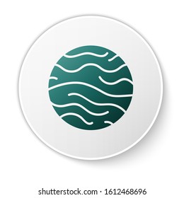 Green Planet Venus icon isolated on white background. White circle button. Vector Illustration