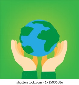 Green Planet in Your Hands. Save Earth. Environment Concept