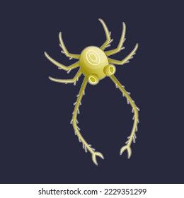 Green Plankton Water Organism Free Floating on Dark Background Vector Illustration