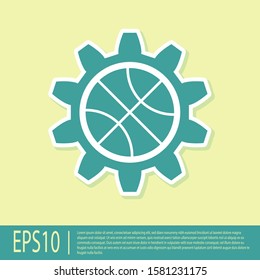 Green Planning strategy concept icon isolated on yellow background. Basketball cup formation and tactic.  Vector Illustration