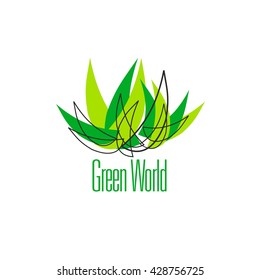 Green plant abstract vector logo design template. Garden or ecology icon