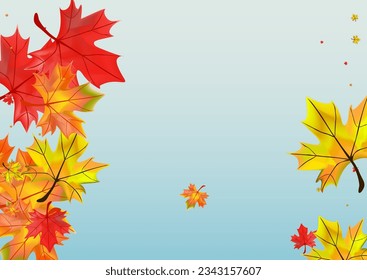 Vector azul de fondo de planta verde. Tarjeta de papel floral. Foliage de Ocher September. Plantilla de hoja de tierra.