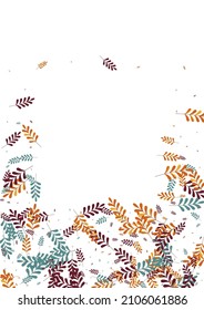 Green Plant Background White Vector. Leaves Isolated Set. Golden Foliage. Gold Herb Collection. Nature Texture.
