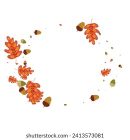 Green Plant Background White Vector. Oak School Texture. Red Herb. Gradation Design. Golden Leaf Poster.