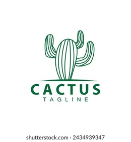 Green Plant Cactus Logo Design With Desert Plant Symbol Illustration Vector Icon Template