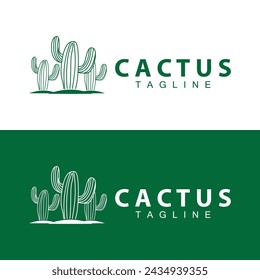 Green Plant Cactus Logo Design With Desert Plant Symbol Illustration Vector Icon Template