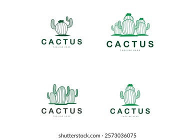 Green Plant Cactus Logo Design With Desert Plant Symbol Illustration Vector Icon Template bundle set collection