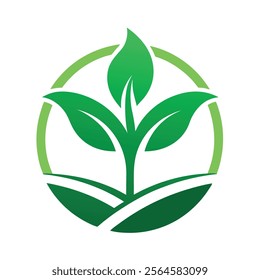 Green Plant Cultivation Logo Design Vector - Eco-Friendly Concept for Branding.Perfect for agriculture, organic farming, gardening, and sustainable business branding.