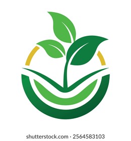 Green Plant Cultivation Logo Design Vector - Eco-Friendly Concept for Branding.Perfect for agriculture, organic farming, gardening, and sustainable business branding.