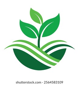 Green Plant Cultivation Logo Design Vector - Eco-Friendly Concept for Branding.Perfect for agriculture, organic farming, gardening, and sustainable business branding.