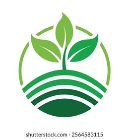 Green Plant Cultivation Logo Design Vector - Eco-Friendly Concept for Branding.Perfect for agriculture, organic farming, gardening, and sustainable business branding.