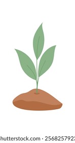 Green plant doodle icon. Sprout symbol of nature. A visual representation of a gift, flat style graphic, potential for eco themes, charity projects, or nature designs.