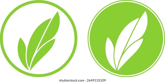 Green Plant Eco Friendly Circle Icons Set