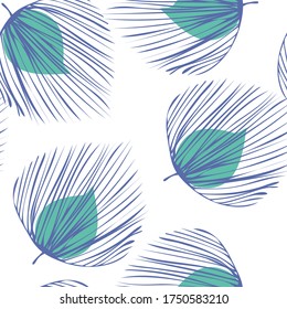 Green Plant Exotic Vector Seamless Pattern. Palm Design Illustration. Jungle Flower Backdrop. Turquoise Nature Floral Pattern.