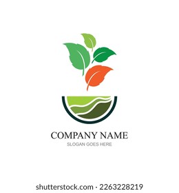 green plant farm vector logo concept