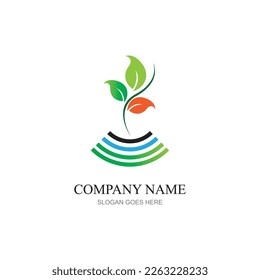 concepto de logotipo vectorial de granja de plantas verdes