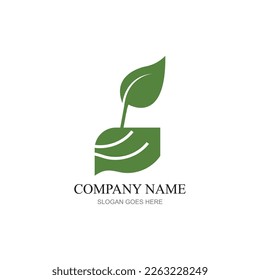 concepto de logotipo vectorial de granja de plantas verdes