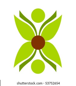 Green plant flower symbol or logo design vector illustration