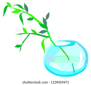 Green plant in a glass sphere vector graphics