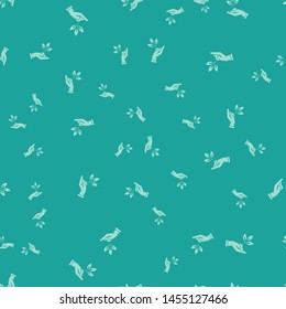 Green Plant in hand of environmental protection icon isolated seamless pattern on green background. Seed and seedling. Planting sapling. Ecology concept.  Vector Illustration