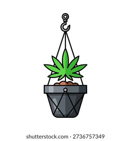 A green plant in a hanging pot