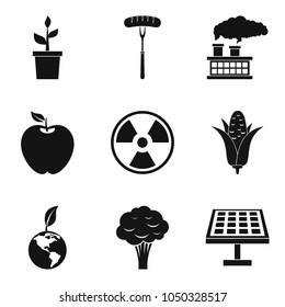 Green plant icons set. Simple set of 9 green plant vector icons for web isolated on white background