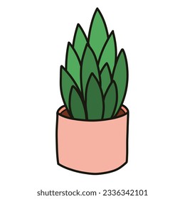 Green plant illustration vector icon. Botanical vector icon.
