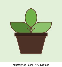 green plant leaf pot logo vector design illustration