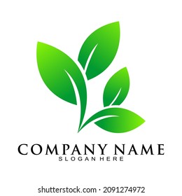 Green plant leaf vector logo