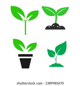 green plant and leave color icons set vector - Shutterstock ID 1389985670