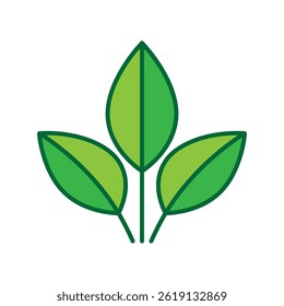 Green plant leaves icon on a white background. Vector illustration.