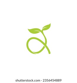 green plant letter d simple logo vector 